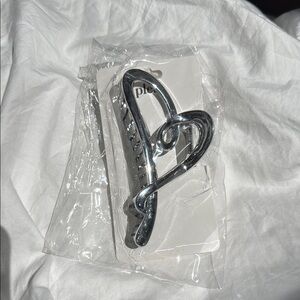 New in Bag, Plero Silver Heart-Shaped Shiny Hair Claw-Clip.